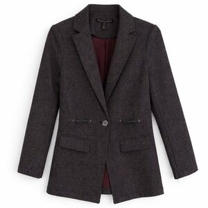 White House Black Market Herringbone Knit Blazer XS Adjustable Waist Ribbon NWT